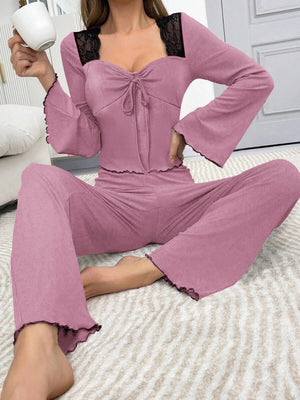 100% polyester Care instructions: Machine wash cold lounge set in Black with relaxed silhouette