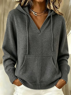 Brown pullover hoodie with pocketed and long sleeve