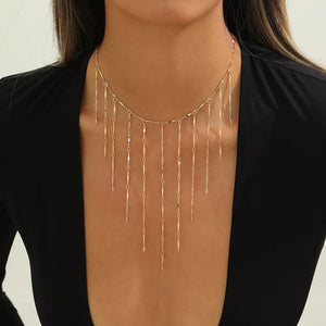 necklace in Gold with tassel detail and collar-length