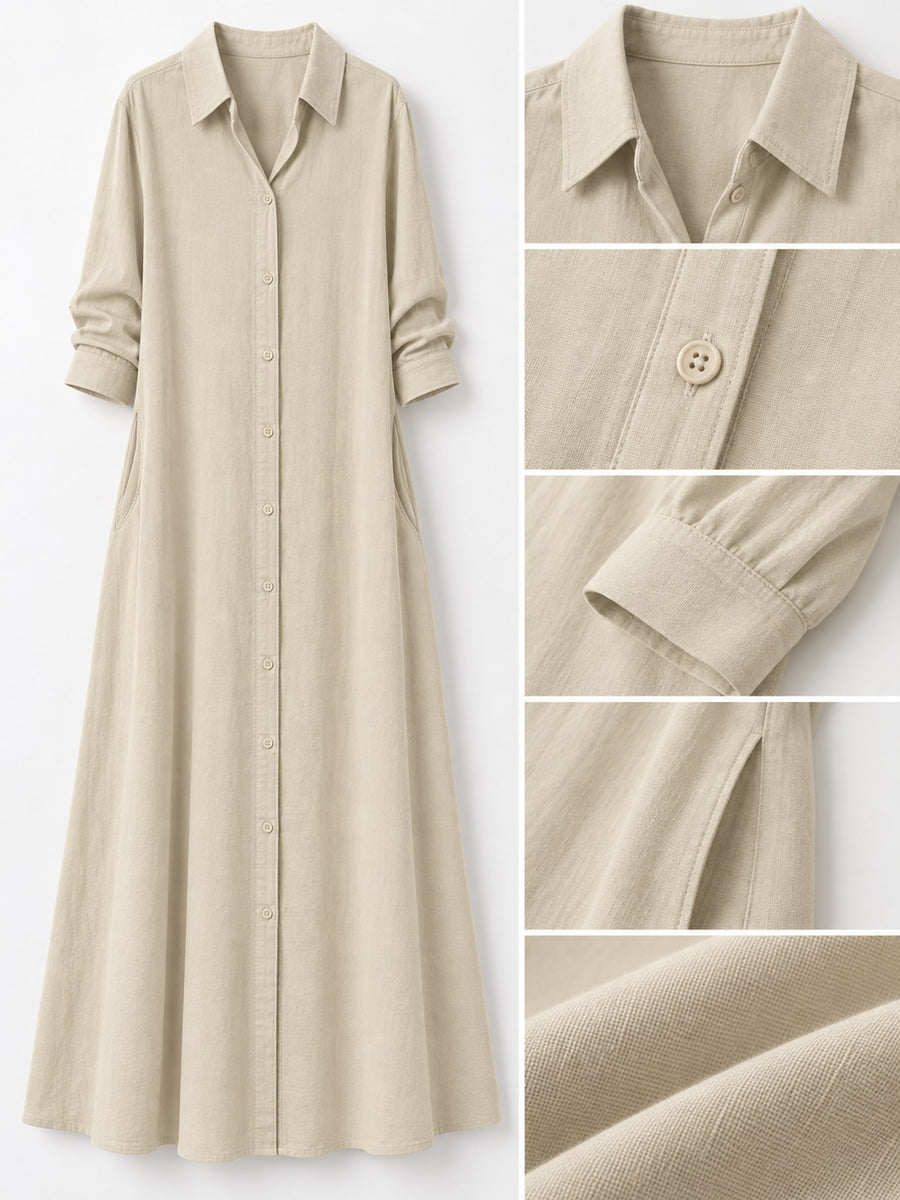 Polyester and spandex shirt dress in Light Blue with relaxed silhouette