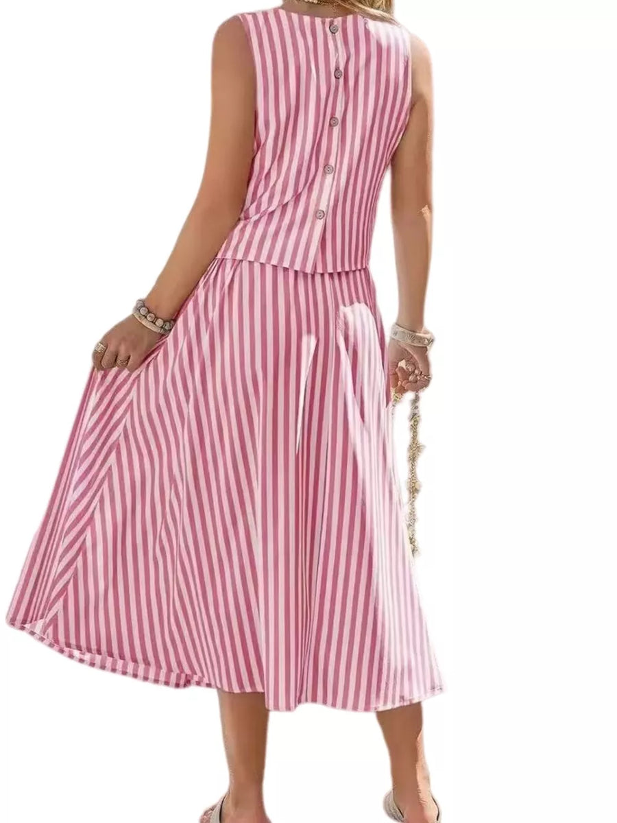 rayon two-piece set in Tan with A-line silhouette