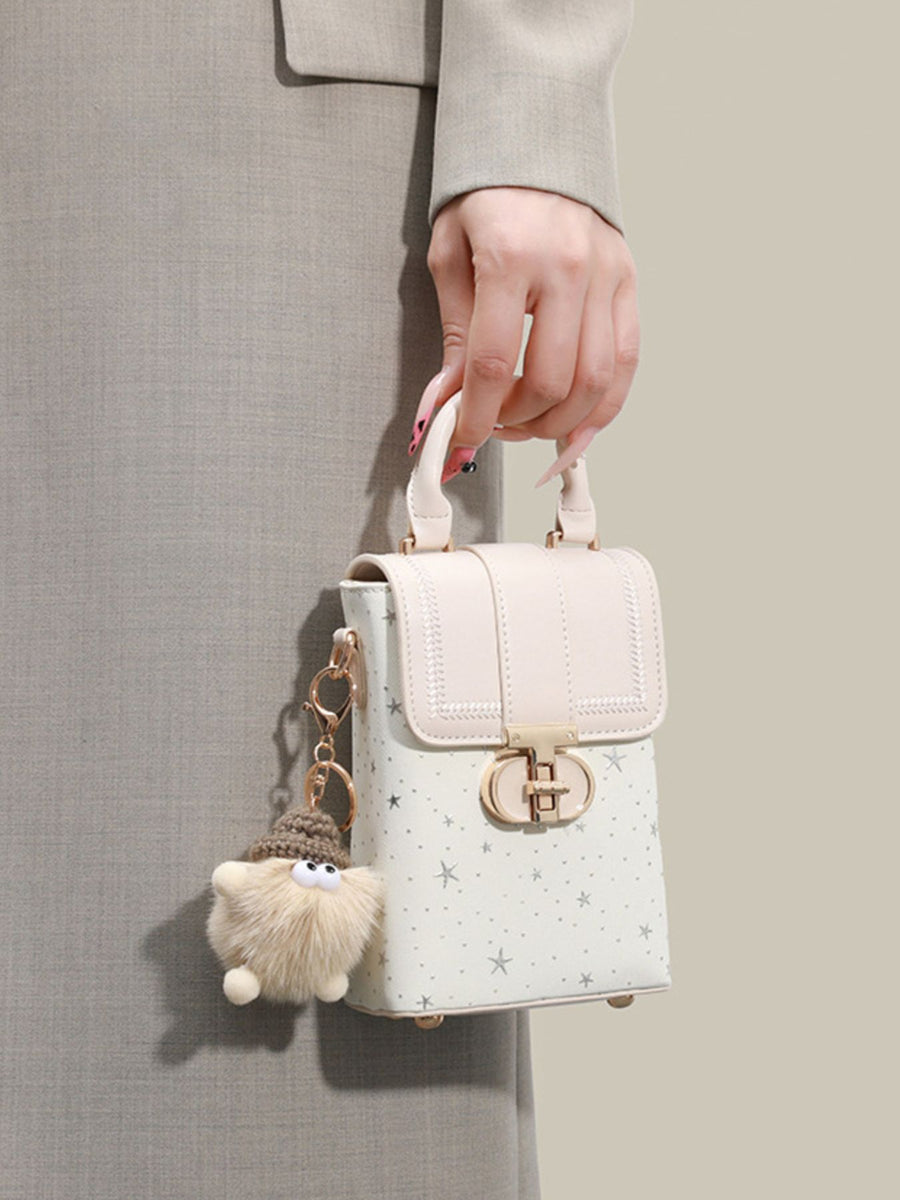 PU Leather Imported Size & crossbody bag in ivory with boxy silhouette