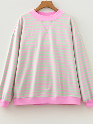 mint green sweatshirt featuring oversized and striped