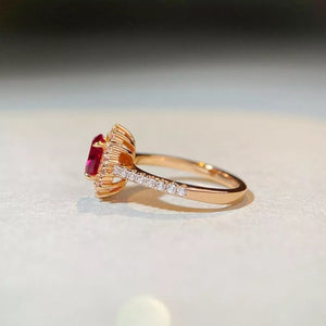 18K Gold-Plated, 925 sterling silver, Growing high-carbon diamonds Care instruct ring in Cerise with oval silhouette
