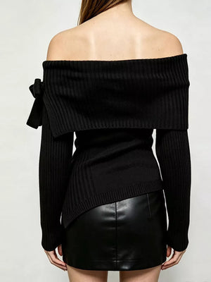 dark brown off-shoulder top