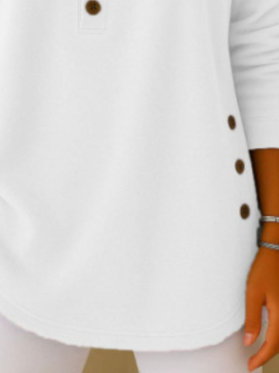White relaxed henley with henley