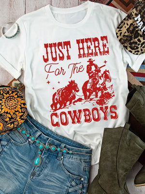 western t-shirt in White with crew neck