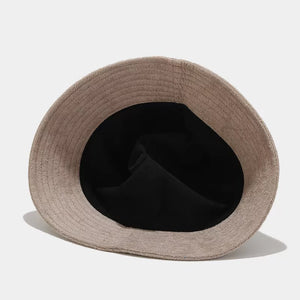 Wide Brim Bucket Hat in white with wide brim