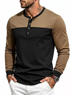 henley featuring color-block in olive green with 95%cotton, 5%spandex Care instructions: Machine wash cold texture