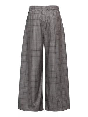 Gray with Men's Plaid Wide-leg Pants