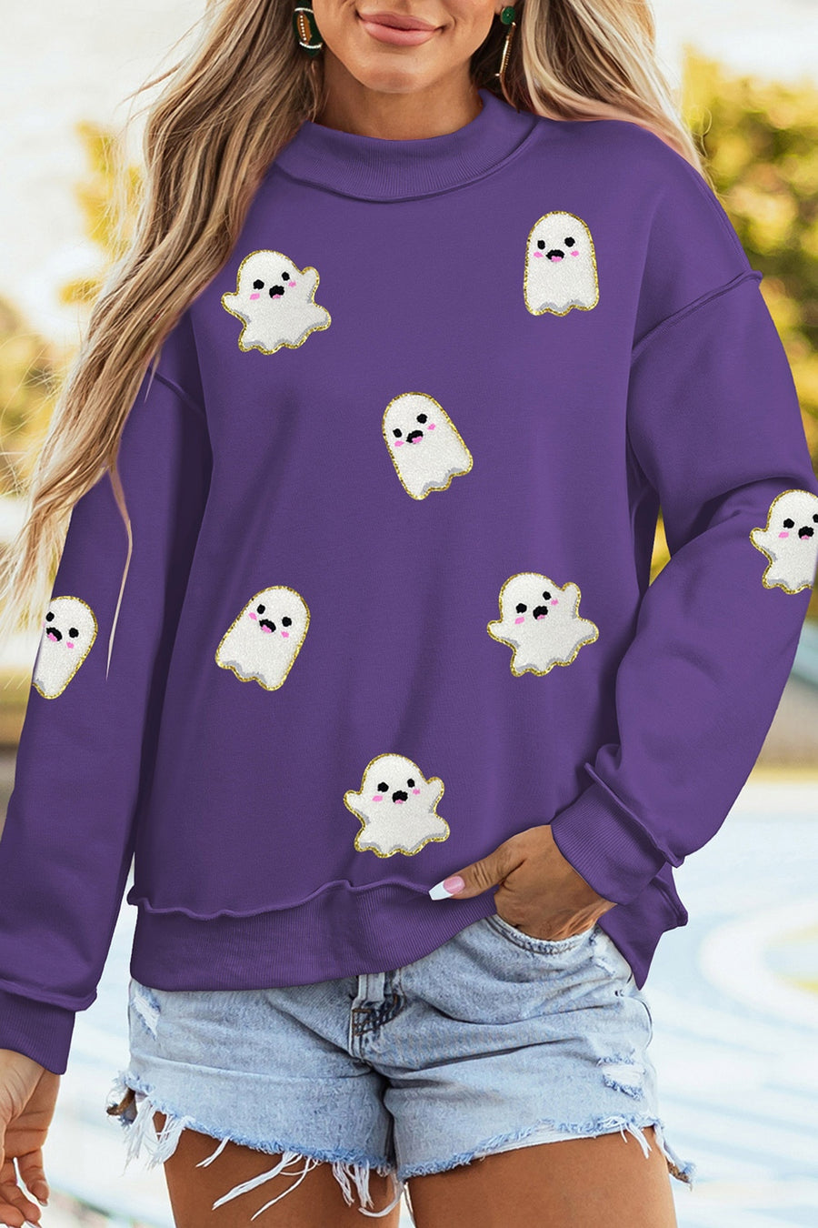 tunic in Mauve with ghost print and oversized