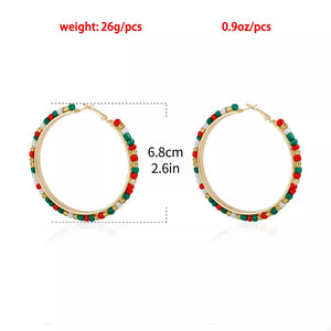 earrings featuring beaded in emerald green with 18K Gold-Plated, Alloy, Glass Care instructions: Avoid wearing during