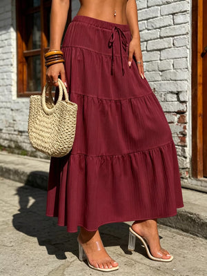 Maxi Ruched Skirt in Black