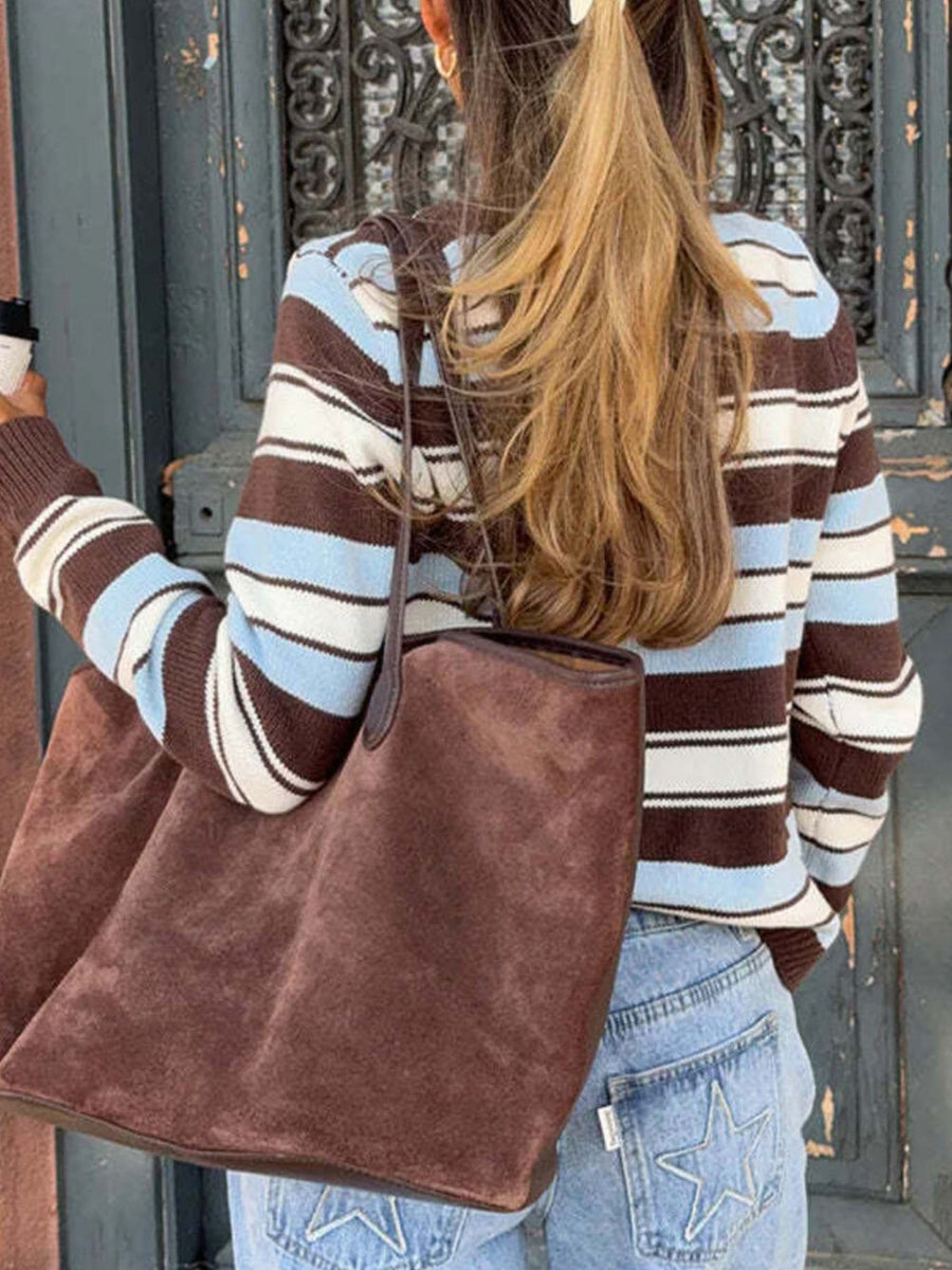 cardigan in ivory with striped and buttoned