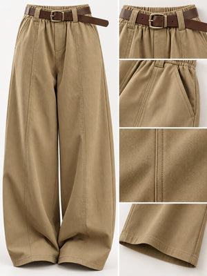 cargo pants in Khaki-Tall Barrel Leg with pocketed and full-length