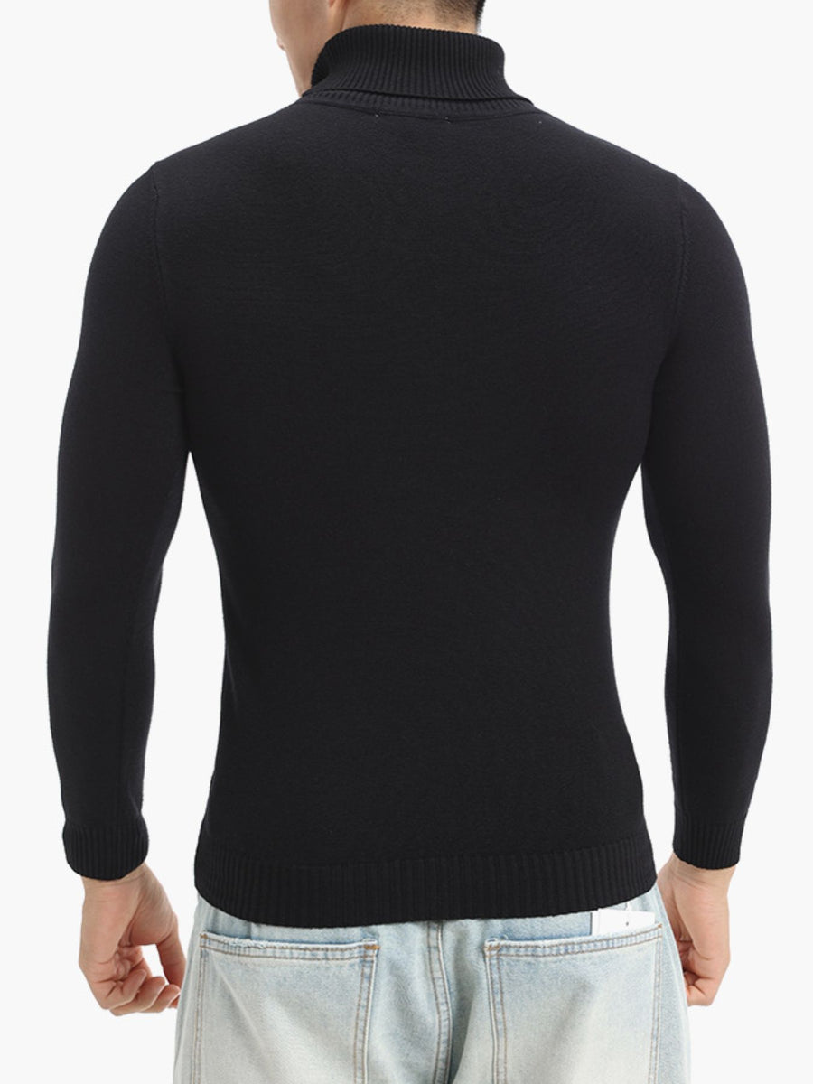 Blue Gray turtleneck sweater with hip-length and pullover