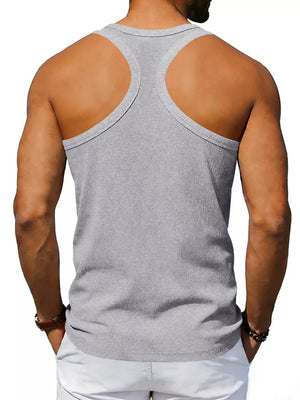 Men's Full Size Round Neck Tank in Black