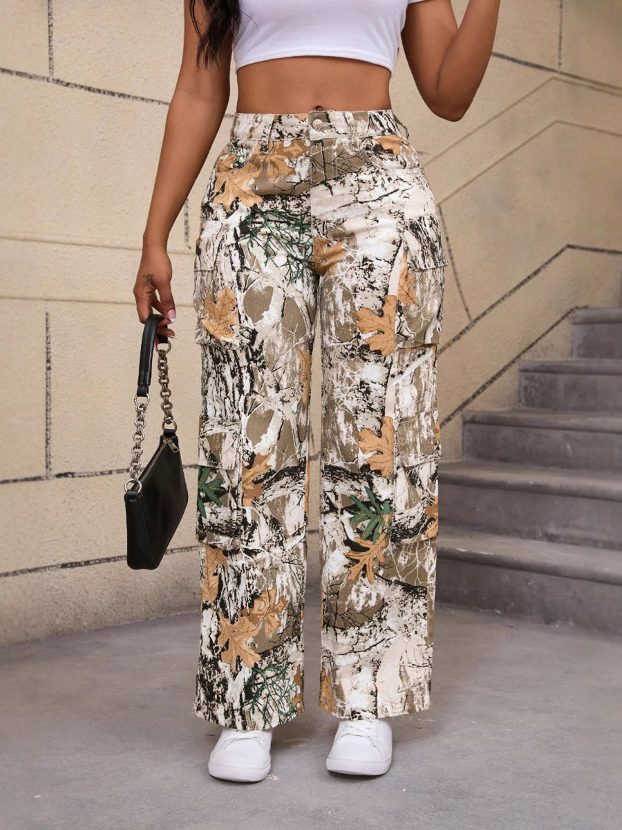 brown cargo pants featuring pocketed and camo