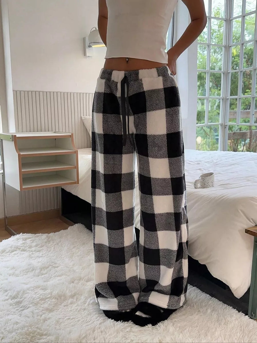 Plaid lounge palazzo trousers