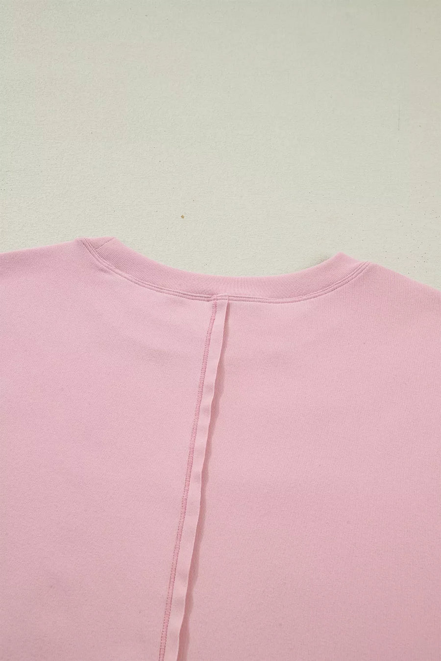 Pink maternity t-shirt with crew neck and back seam detail