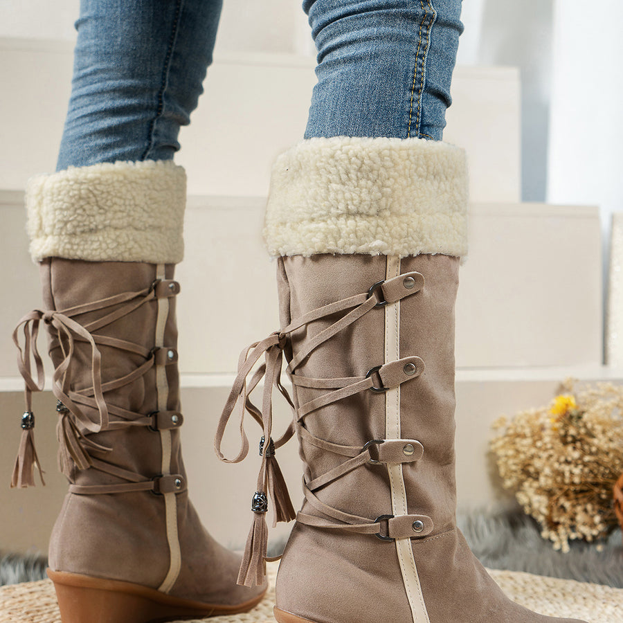 Suede,Rubber Imported Size &amp boots in cream with straight silhouette
