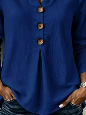 Apricot blouse with pleated and long sleeve