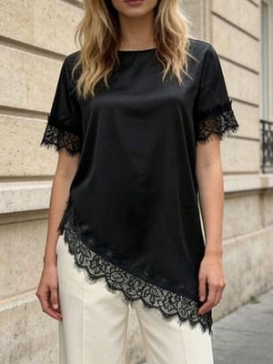 Black blouse with tunic-length and pullover