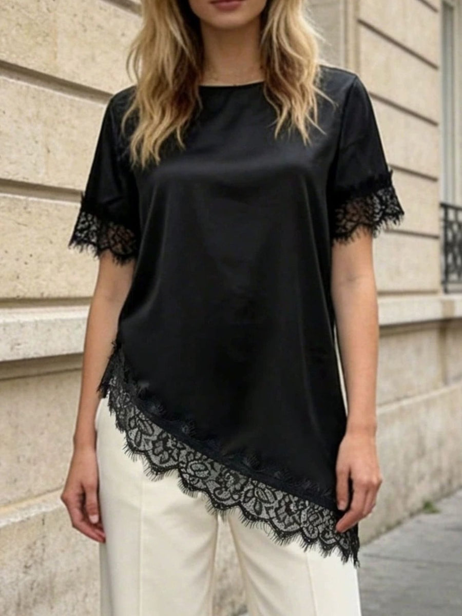 Black blouse with tunic-length and pullover
