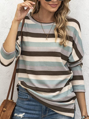 Cream t-shirt with stretch and long sleeve