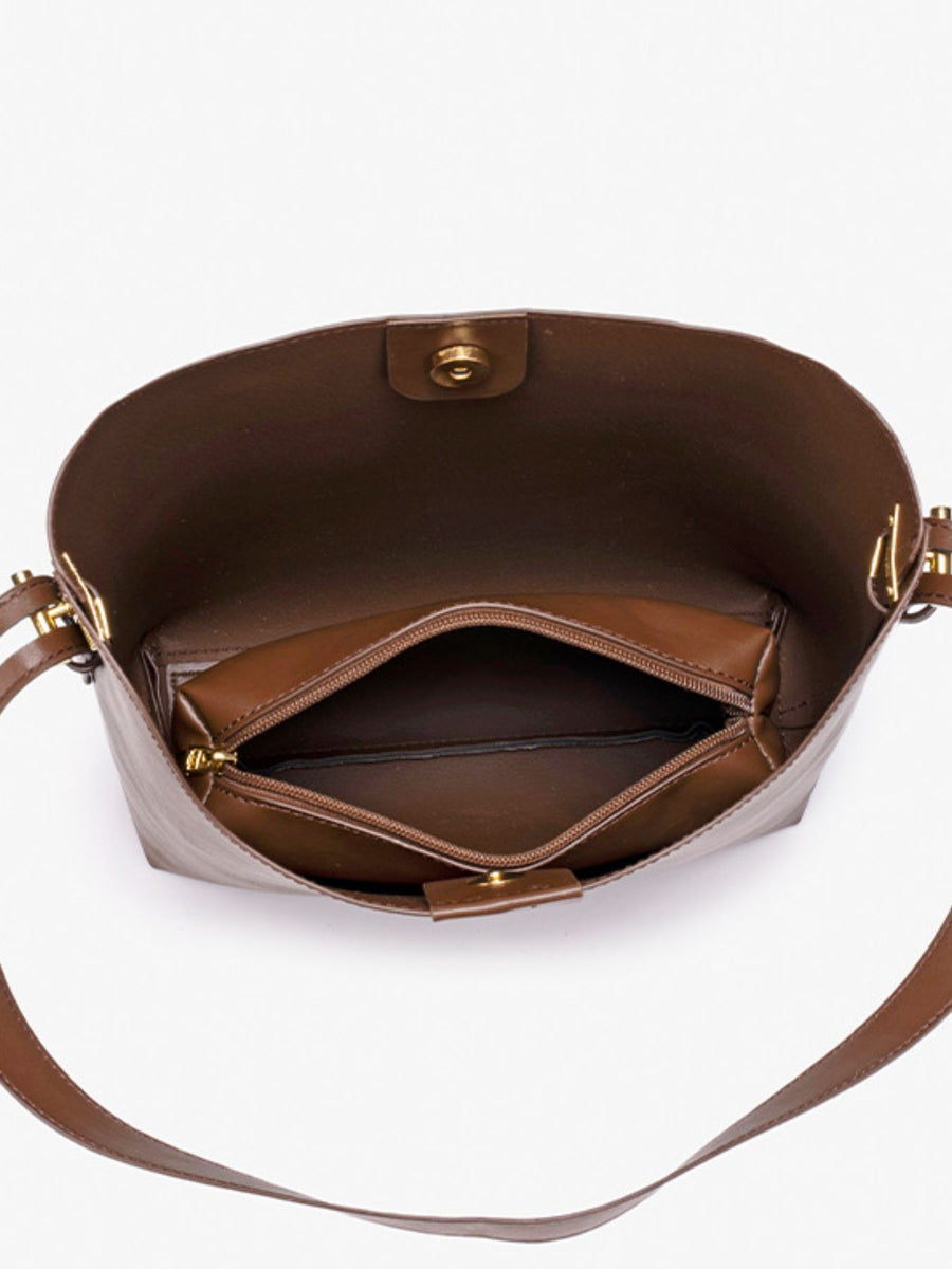 Medium Adjustable Strap Shoulder Bag in Brown with adjustable straps