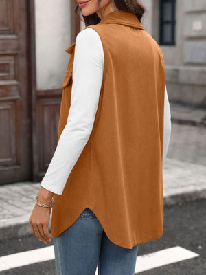 cream vest with pocketed and sleeveless