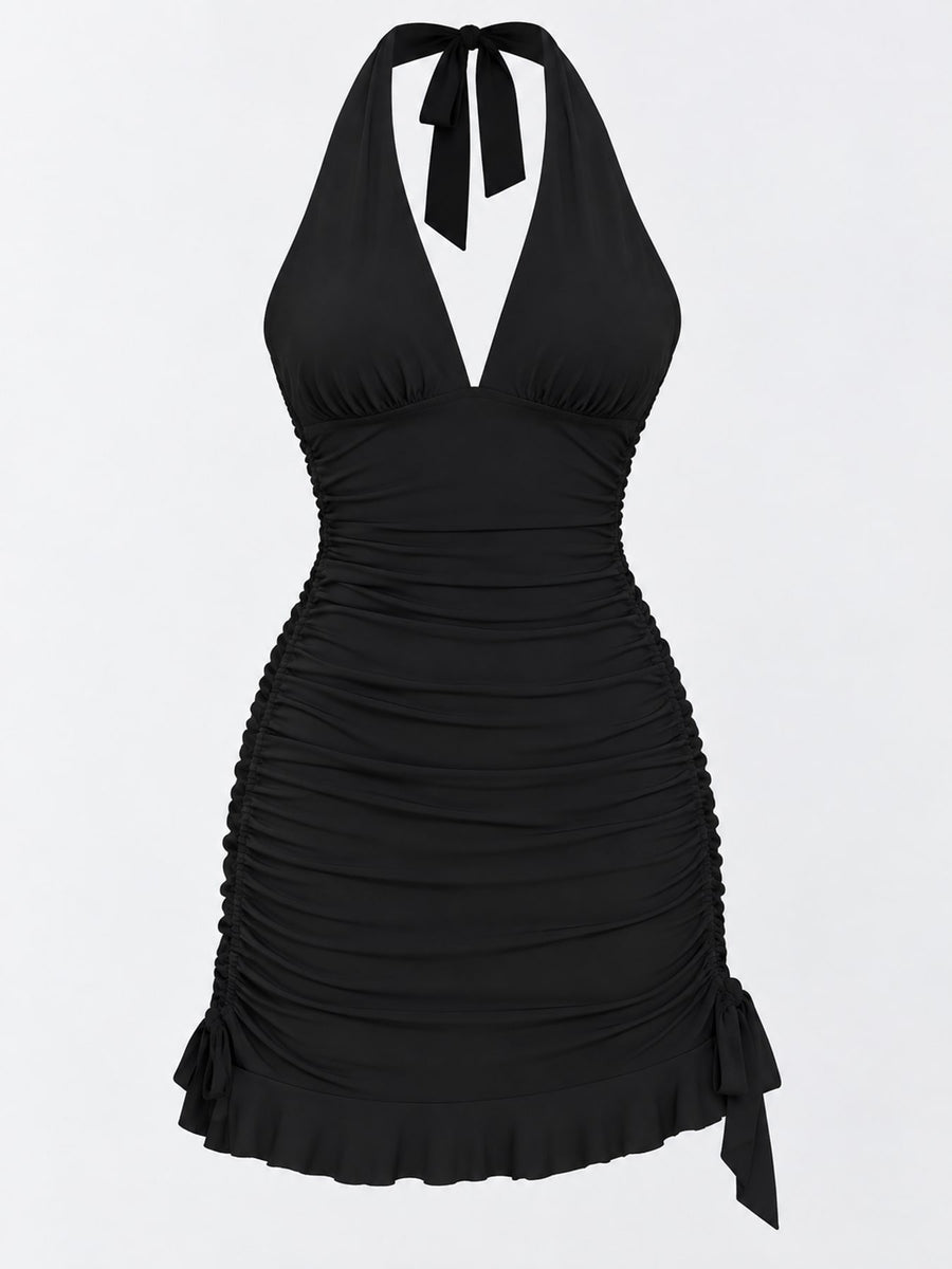 At least 95% polyester with spandex mini dress in Dragon Fruit with fitted silhouette