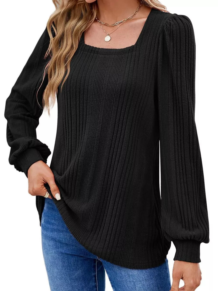classic blouse in mauve pink with square neck