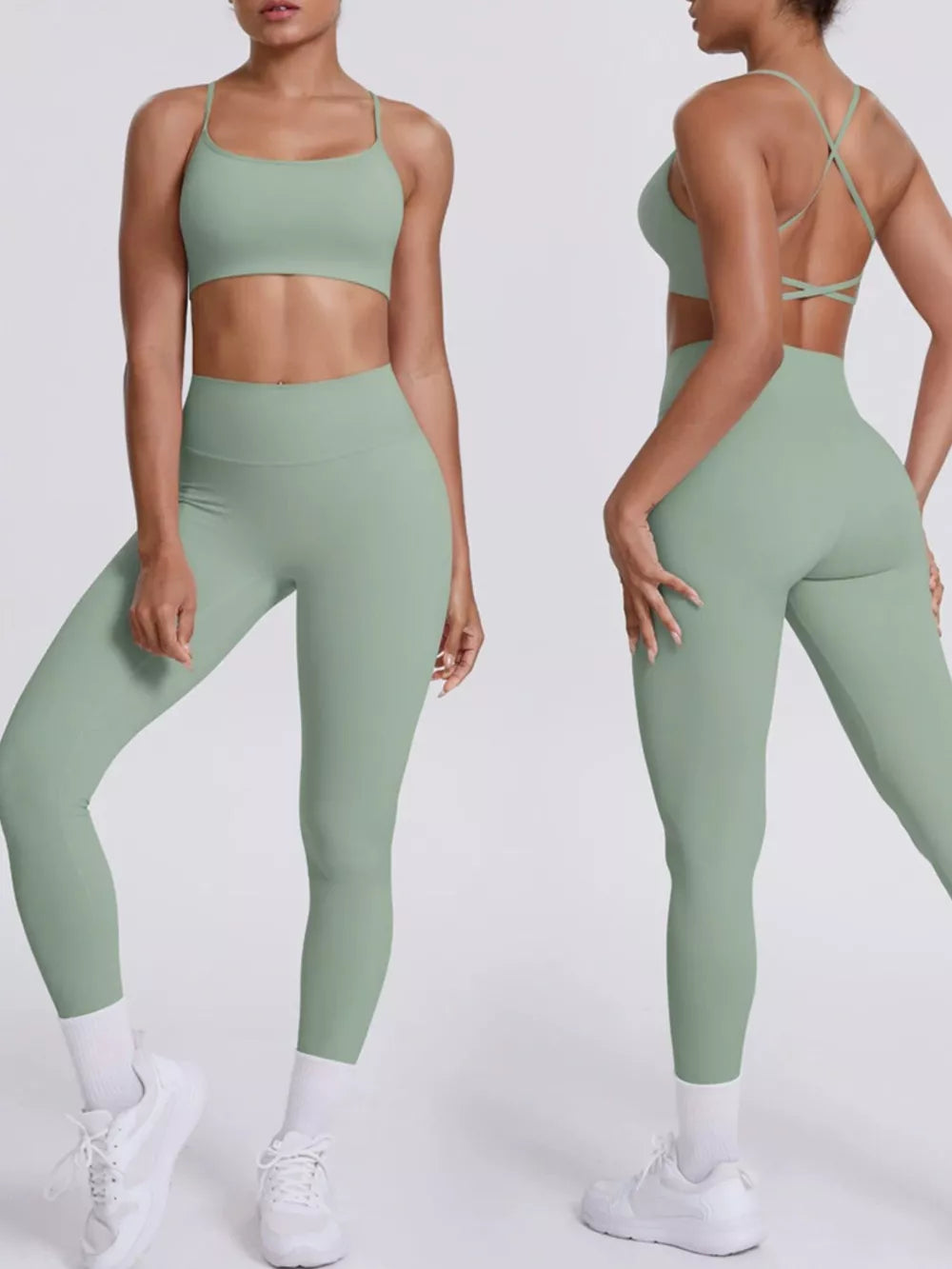 sports bra in sage green featuring buttery-soft and fitted fit
