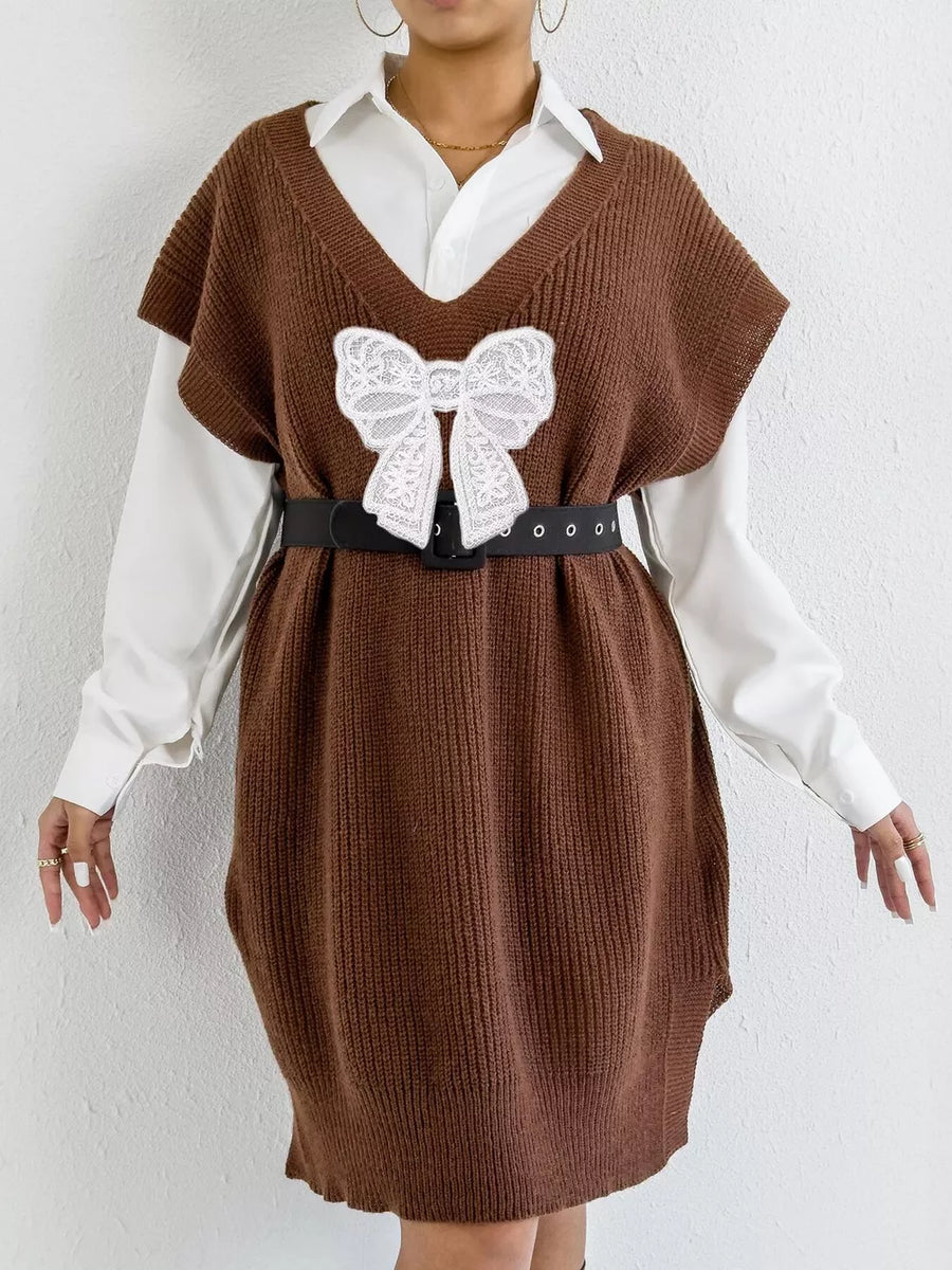 preppy sweater vest in brown with v-neck