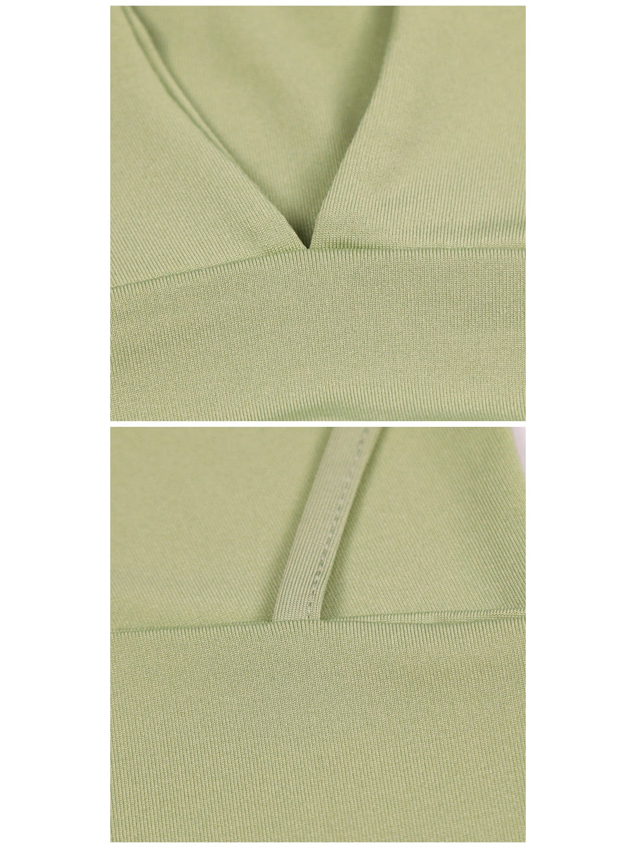 Pea Green halter top with cropped and pullover