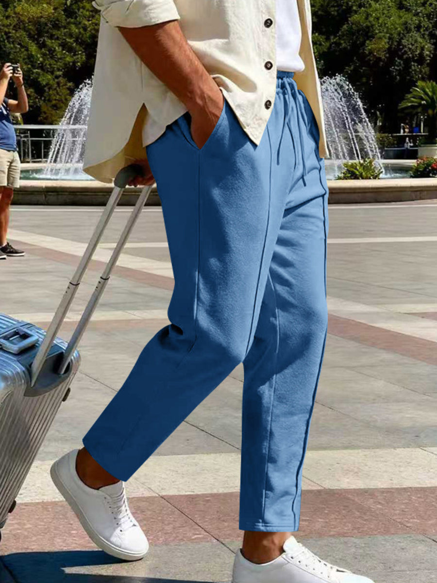 straight-leg pants in Army Green with drawstring and full-length