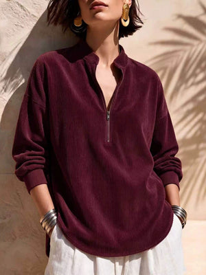 Orange relaxed sweatshirt with collared