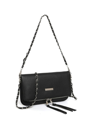 Chain Strap Small Shoulder Bag in Black