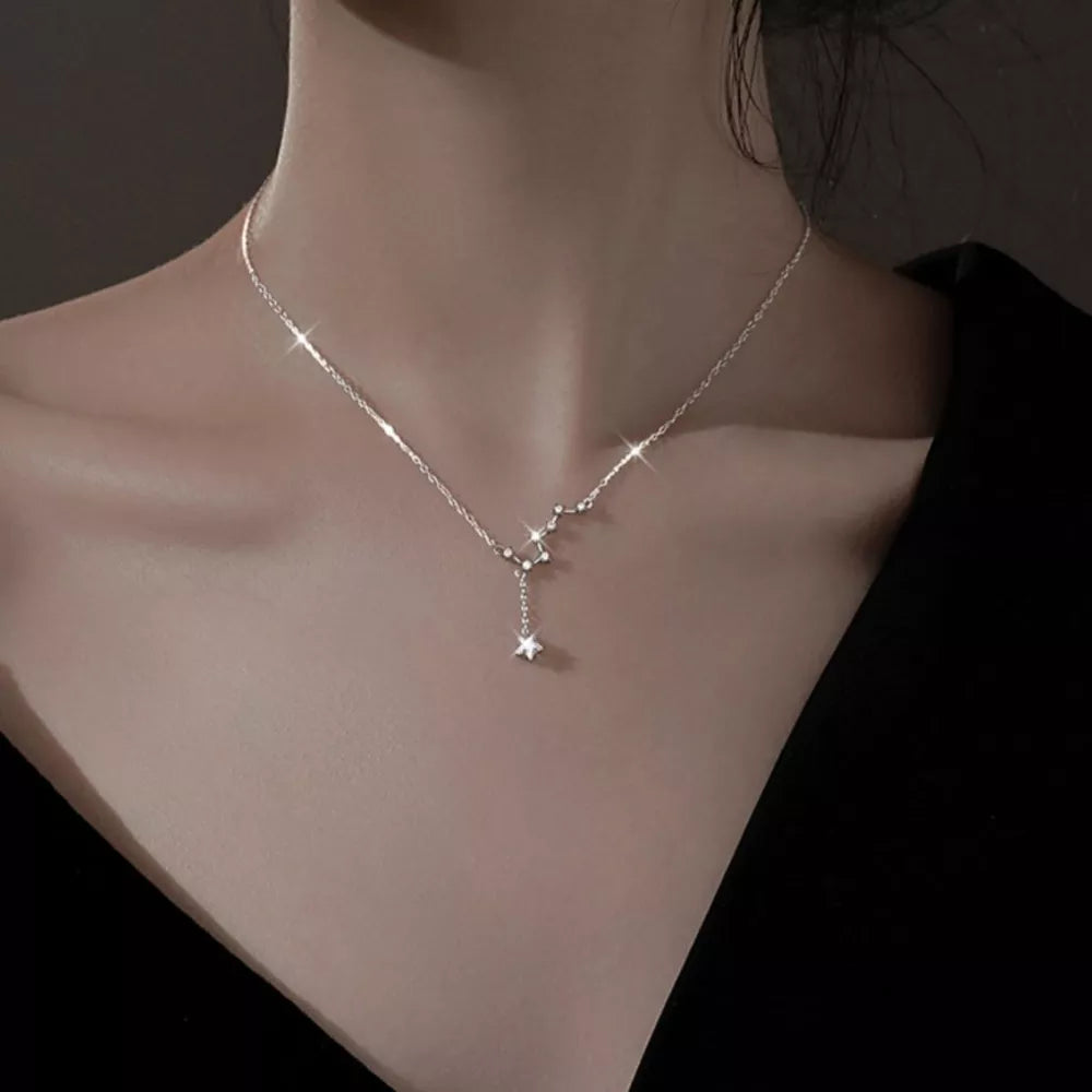 necklace in silver featuring zircon embellishment and straight fit
