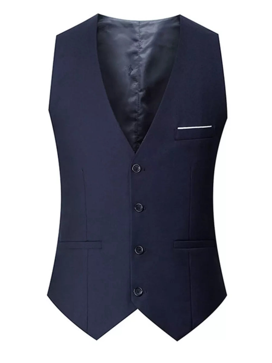 Men's Plus Size Classic Fit Button Up Vest in Light Blue