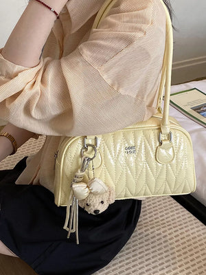 Yellow with Quilted Zip Shoulder Bag