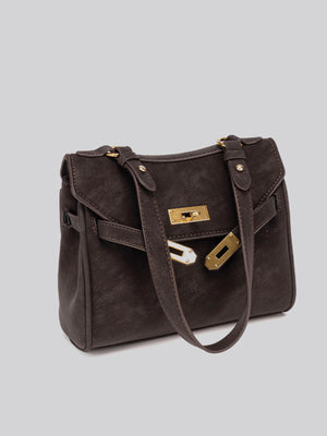 Tone Hardware Crossbody Bag in dark brown with gold-tone hardware