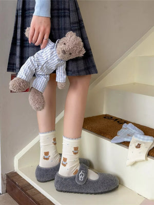 socks featuring motif in brown with cotton Imported Size &amp texture