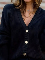 cardigan featuring ribbed in Black with 100% polyester Care instructions: Machine wash cold texture