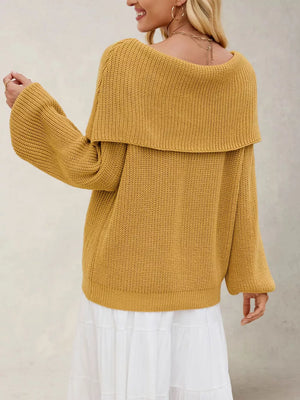 Apricot pullover sweater with hip-length and pullover