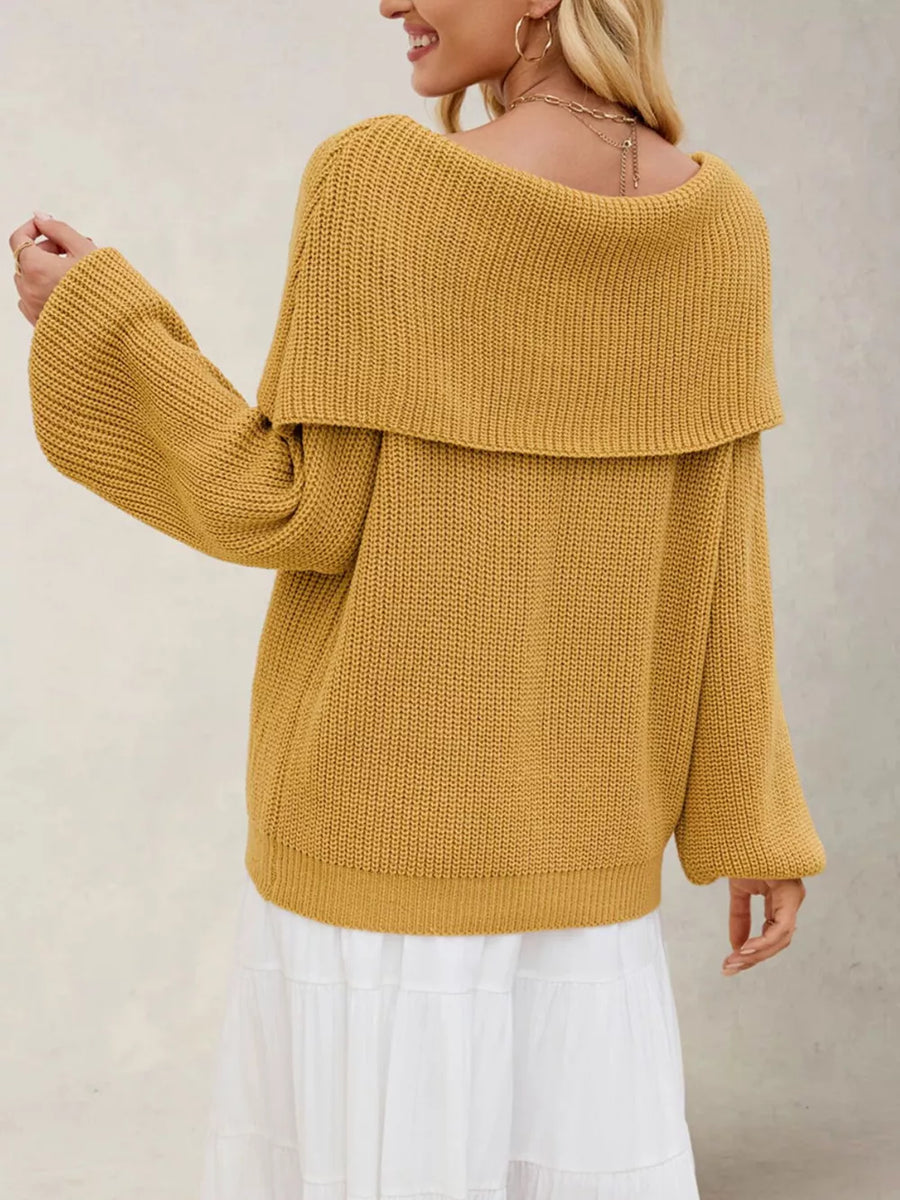 Apricot pullover sweater with hip-length and pullover