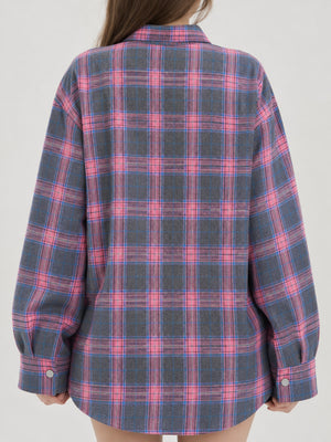 button-down shirt featuring plaid in Green with Polyester 50&amp texture