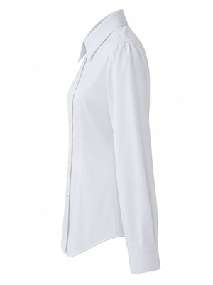 White-Long Sleeve Anti-Gaping slim button-down shirt with collared