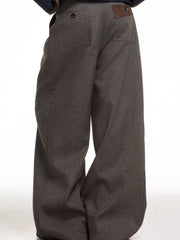 Plus size brown wide leg sweatpants with high waist and back pockets.